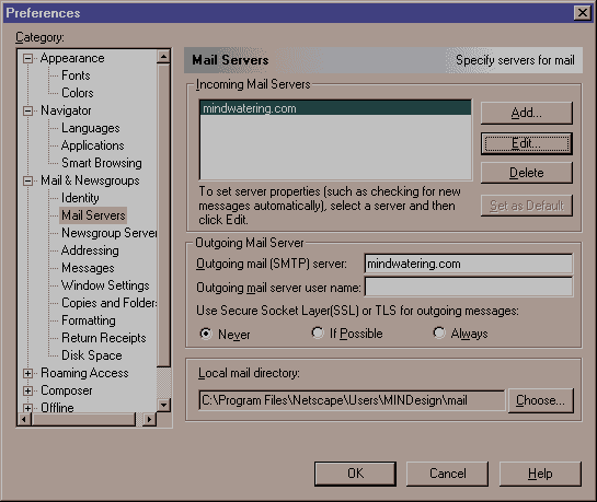 Mail Servers Dialog Box