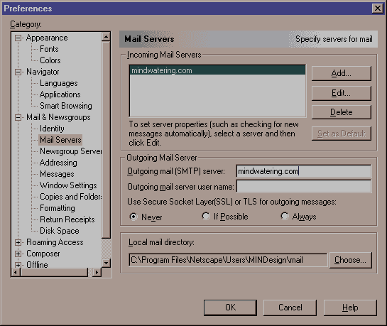 Mail Servers Dialog Box